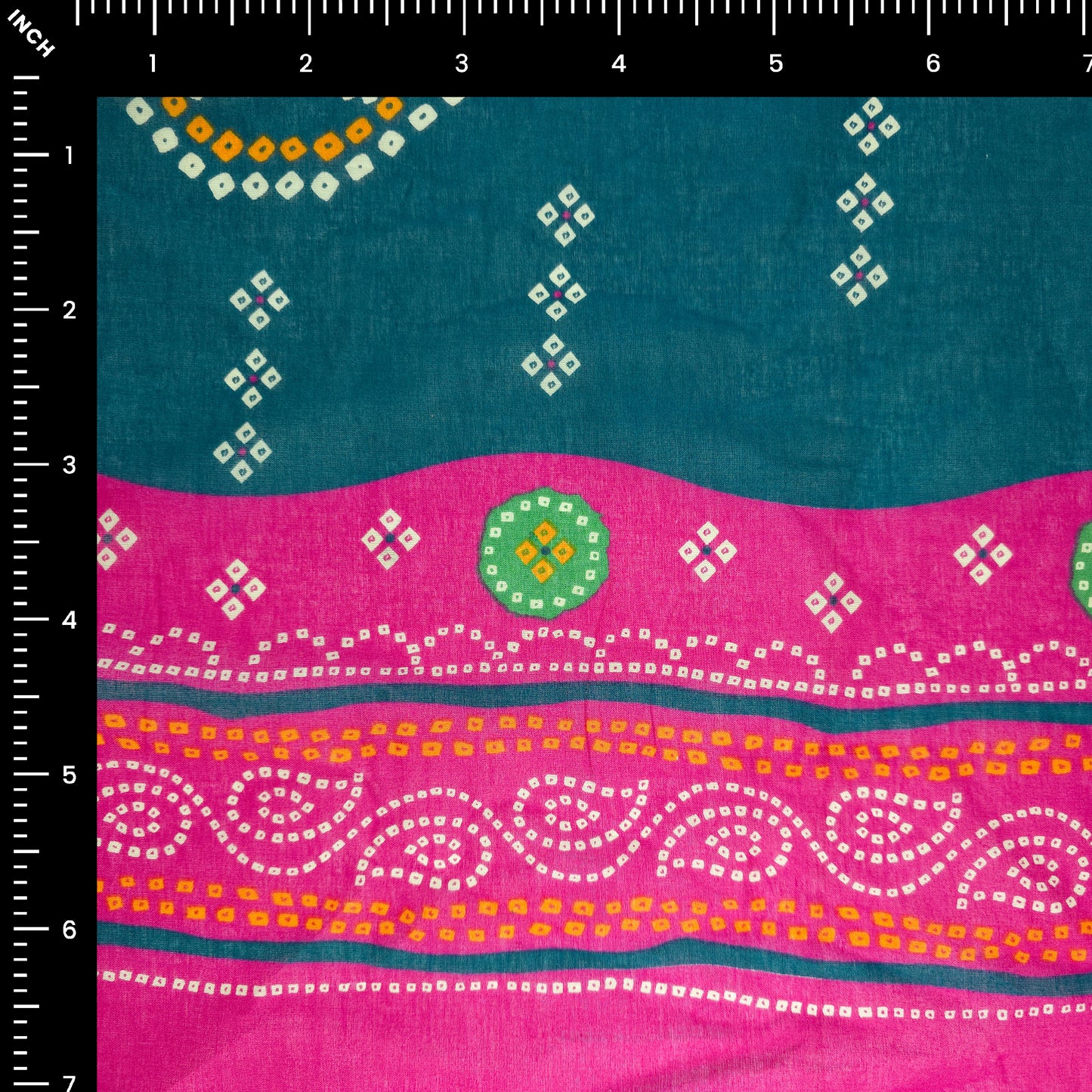 Jaipuri Bandhani Print Cotton Mulmul Fabric with Border