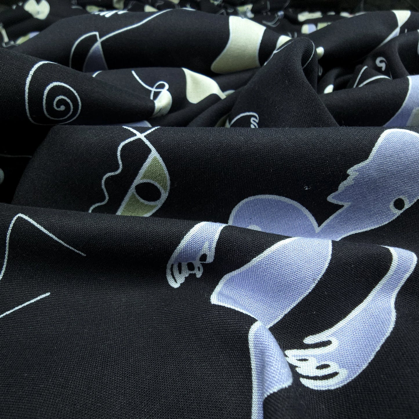 Modern Abstract Figurative Printed Rayon Fabric