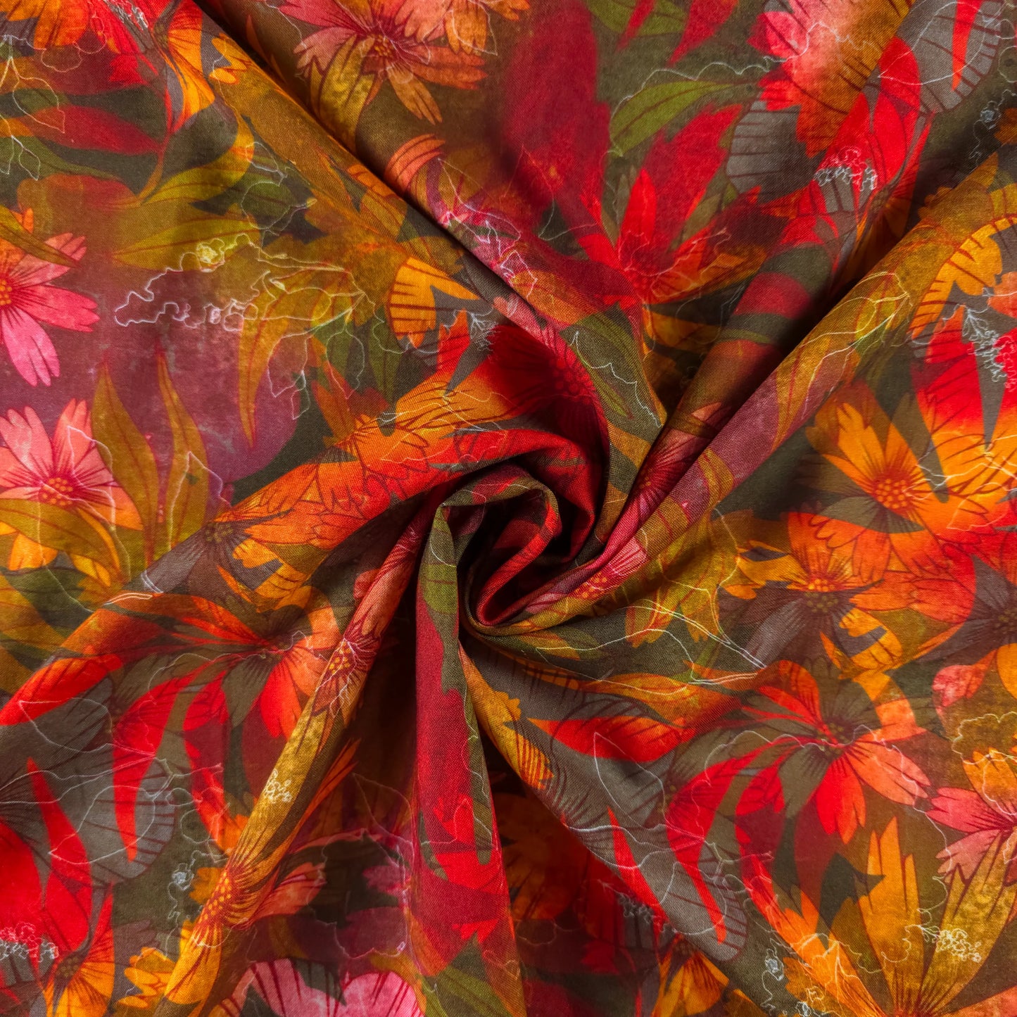 Wild Meadow Floral Printed Rayon Fabric