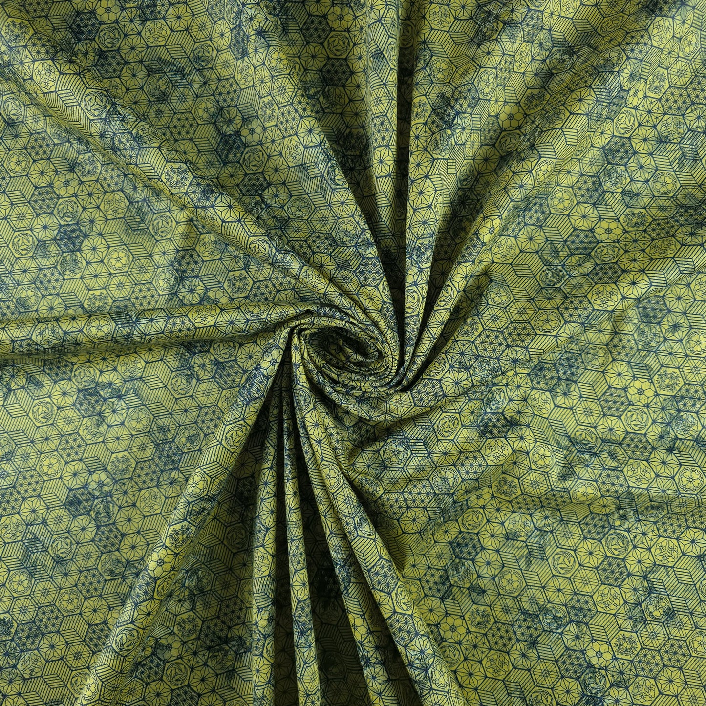 Luxury Hexagon Garden Satin Fabric