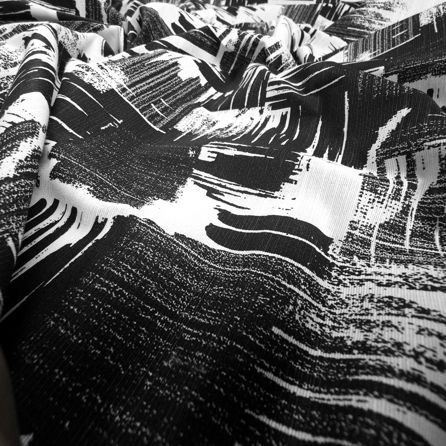 Urban Brush Grid Printed Cotton Slub Fabric