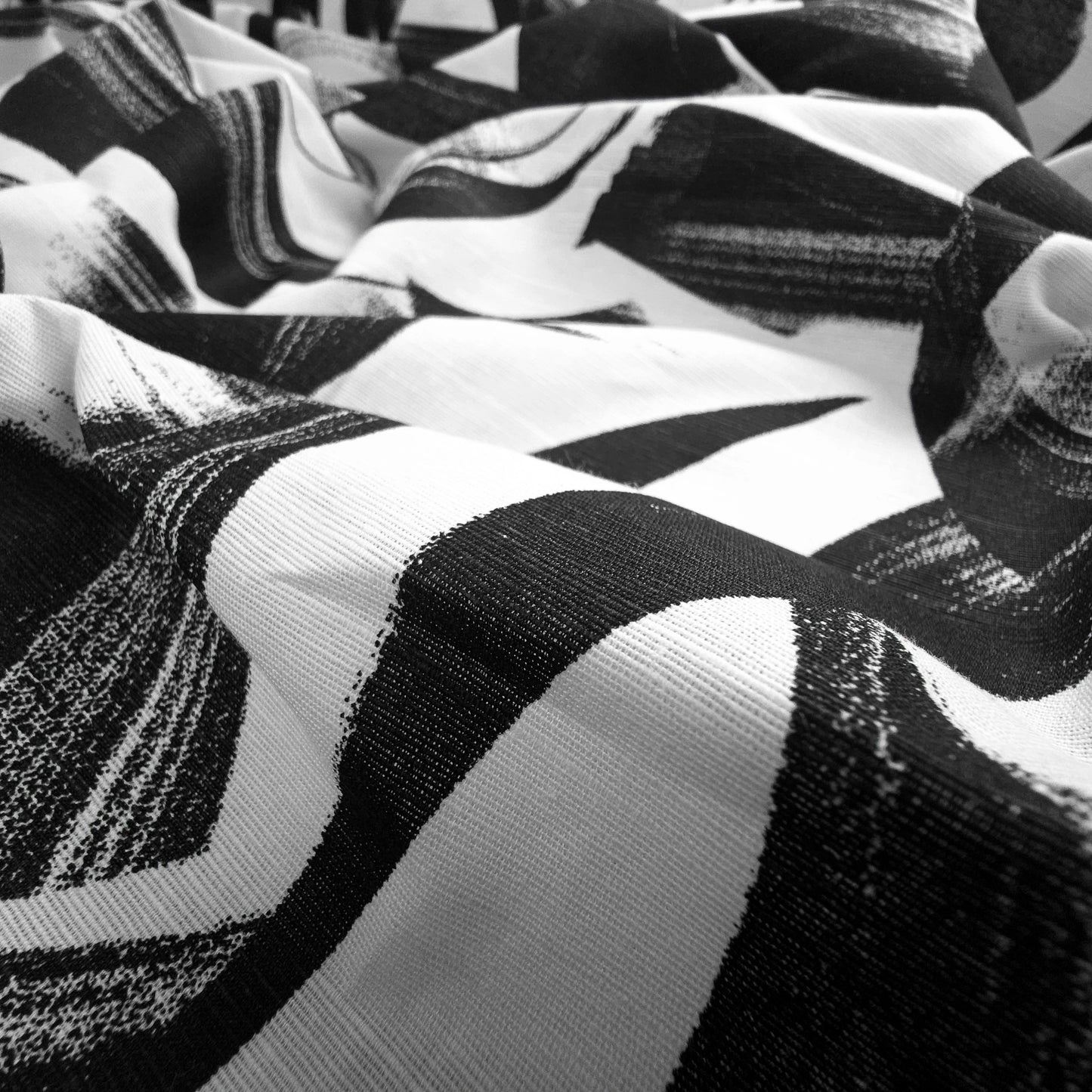 Inkstroke Geometry Printed Cotton Slub Fabric