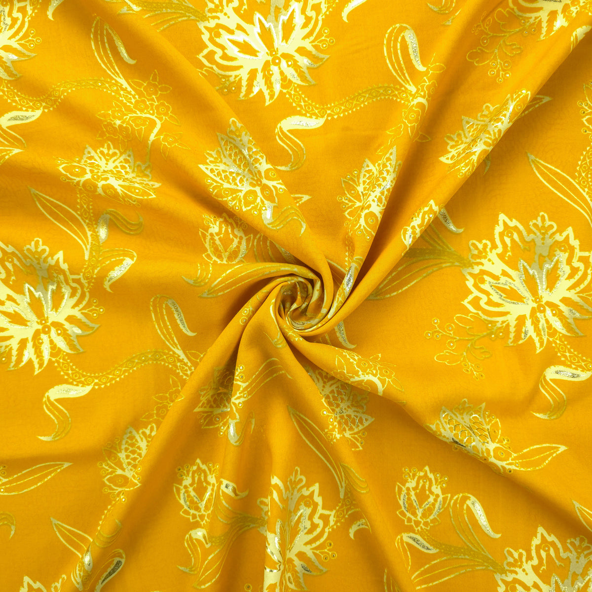 Floral Paisley Foil Printed Rayon Fabric