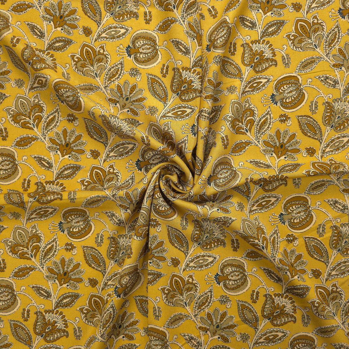 Heritage Paisley Botanical Printed Rayon Fabric - Yellow