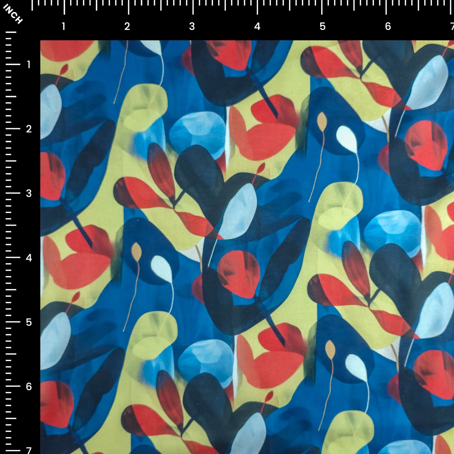 Modern Overlapping Leaf Printed Cambric Fabric