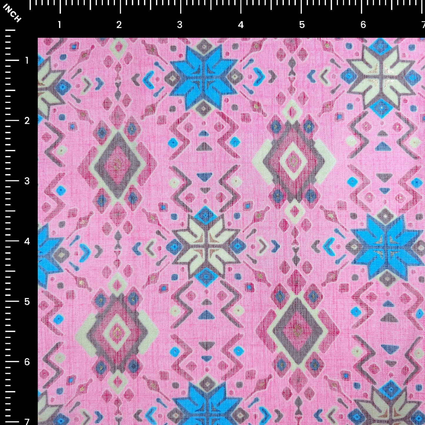 Ethnic Geometric Foil Printed Rayon Fabric