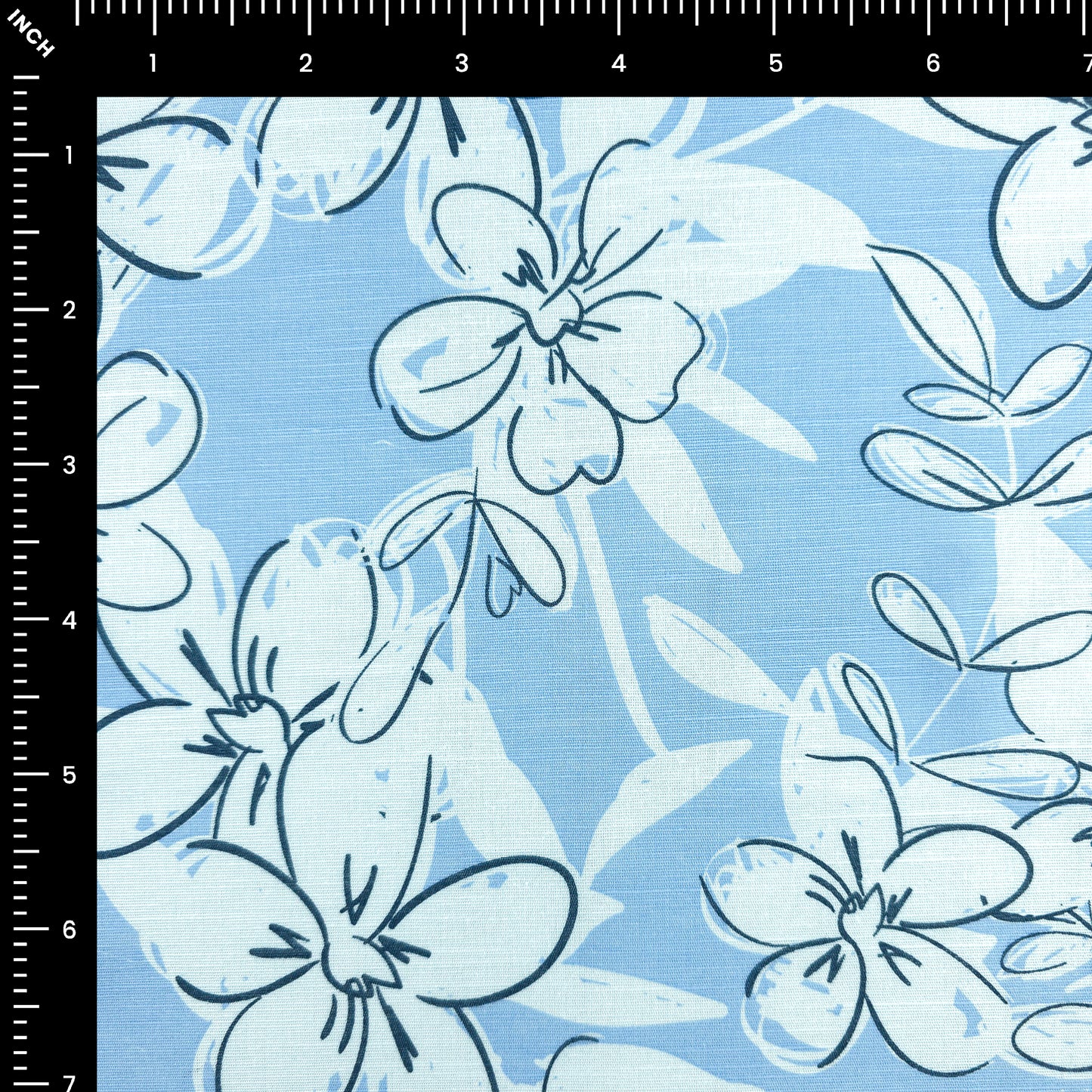 Elegant Blossom Sketch Cotton Slub Fabric