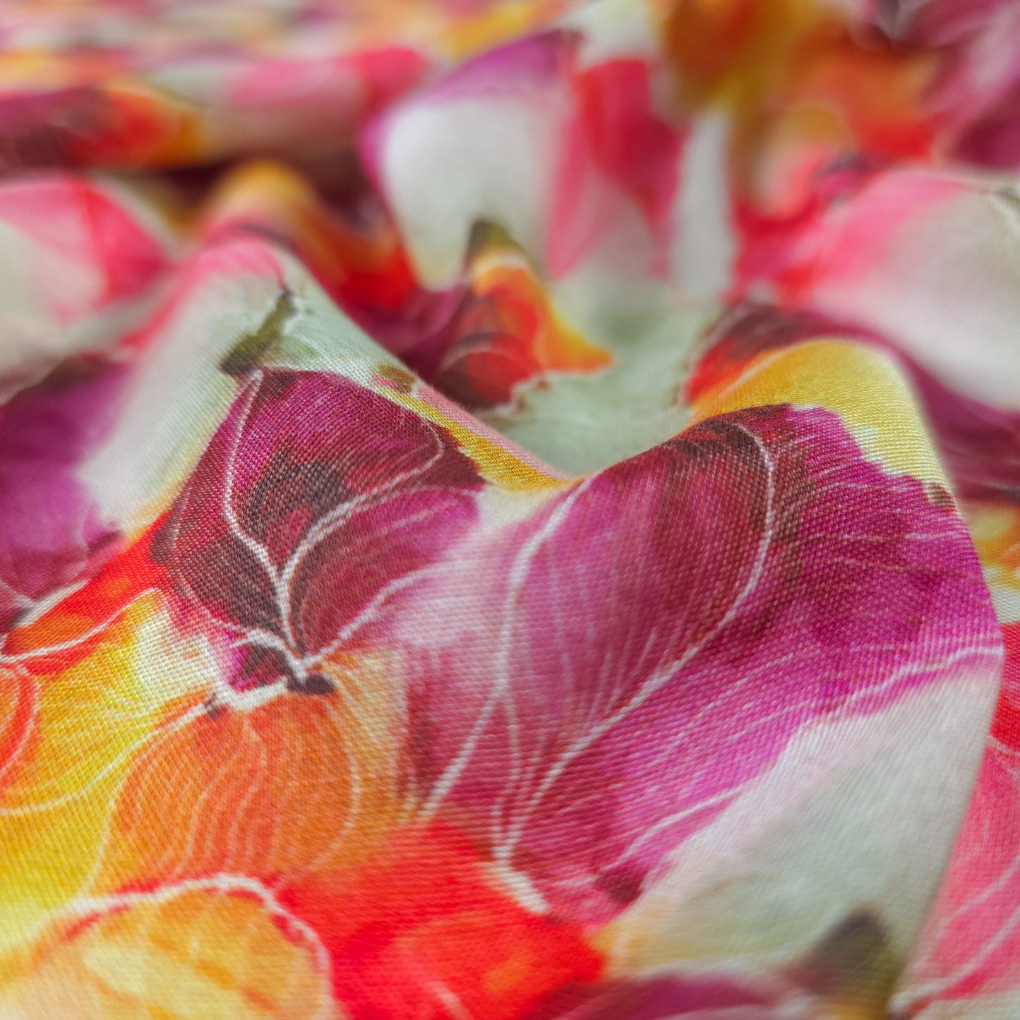 Vibrant Watercolor Floral Printed Muslin Fabric
