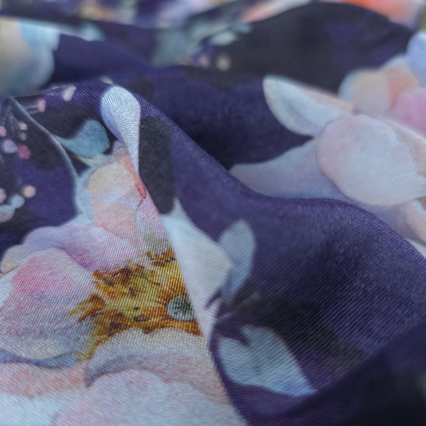 Elegant Blossom Garden Printed Muslin Fabric