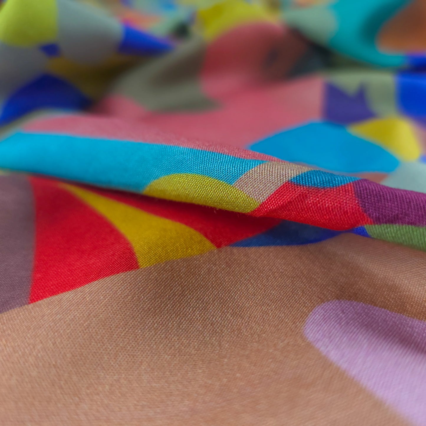 Abstract Multicolor Printed Muslin Fabric