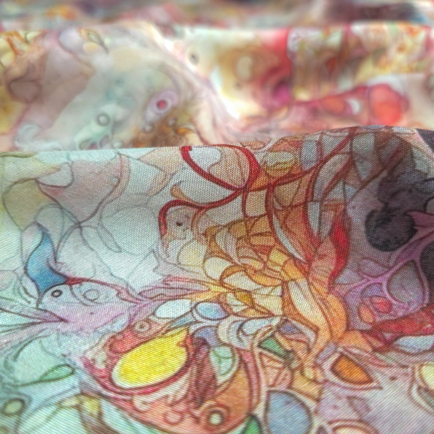 Artistic Dreamscape Printed Muslin Fabric