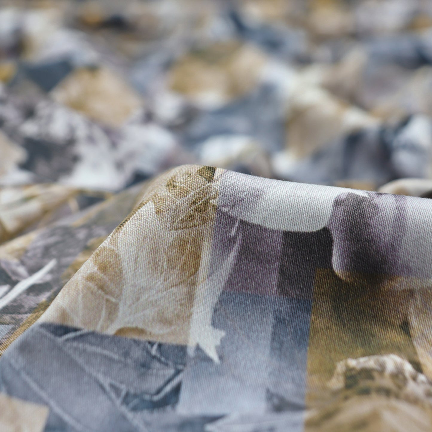 Contemporary Botanical Patchwork Satin Cotton