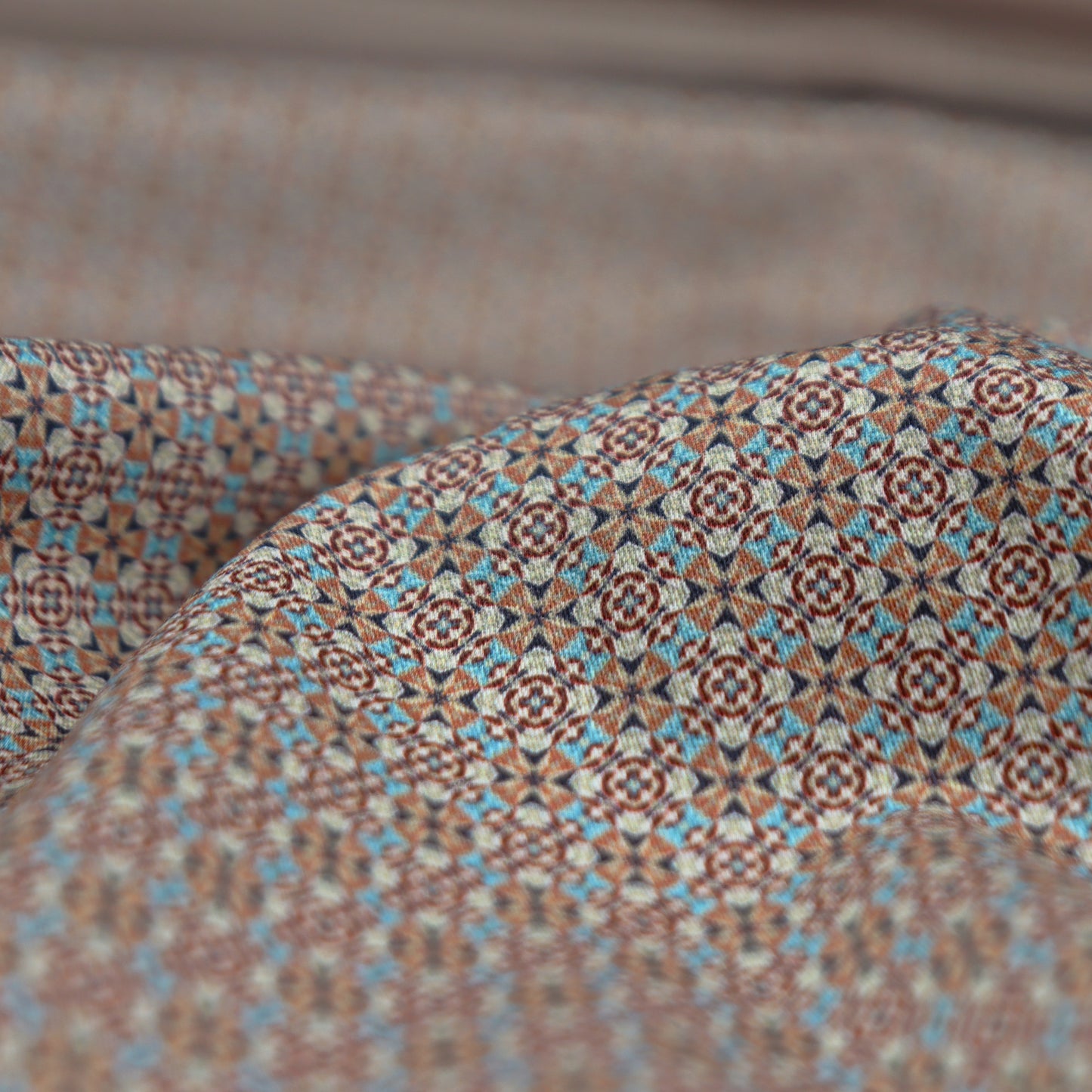 Geometric Mosaic Satin Fabric