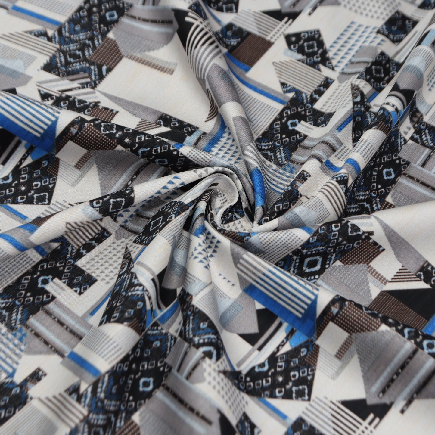 Abstract Geometric Panel Satin Fabric