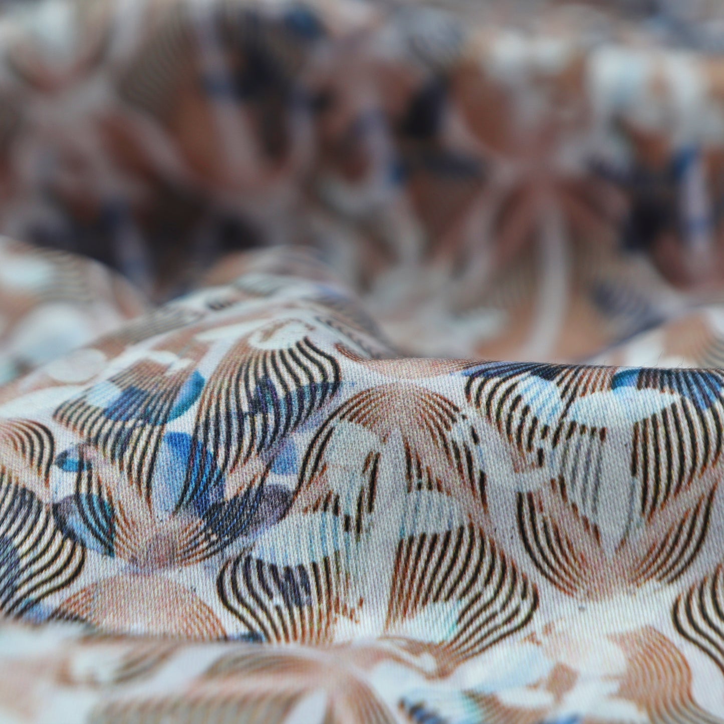 Fluid Line Motif Satin Fabric