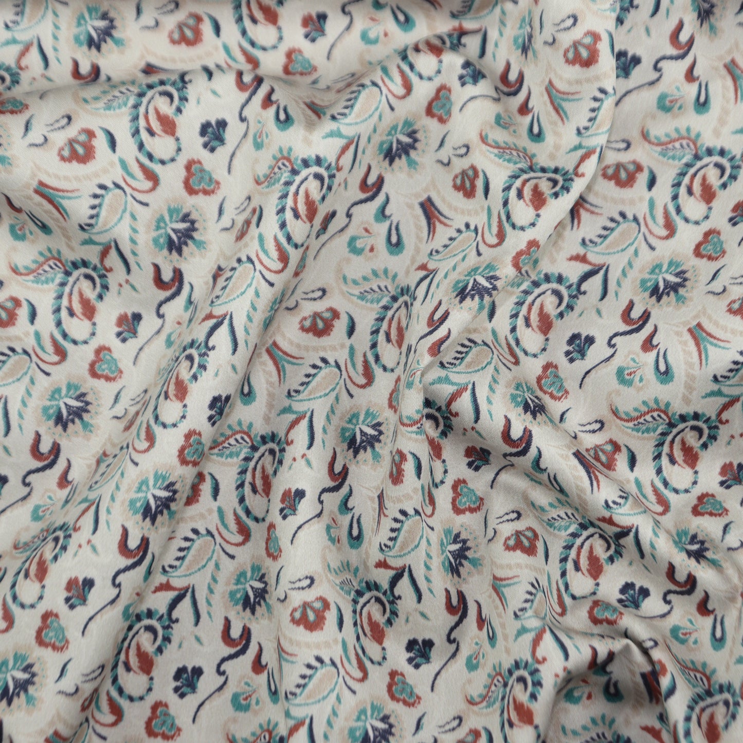 Ornamental Paisley Floral Satin Fabric