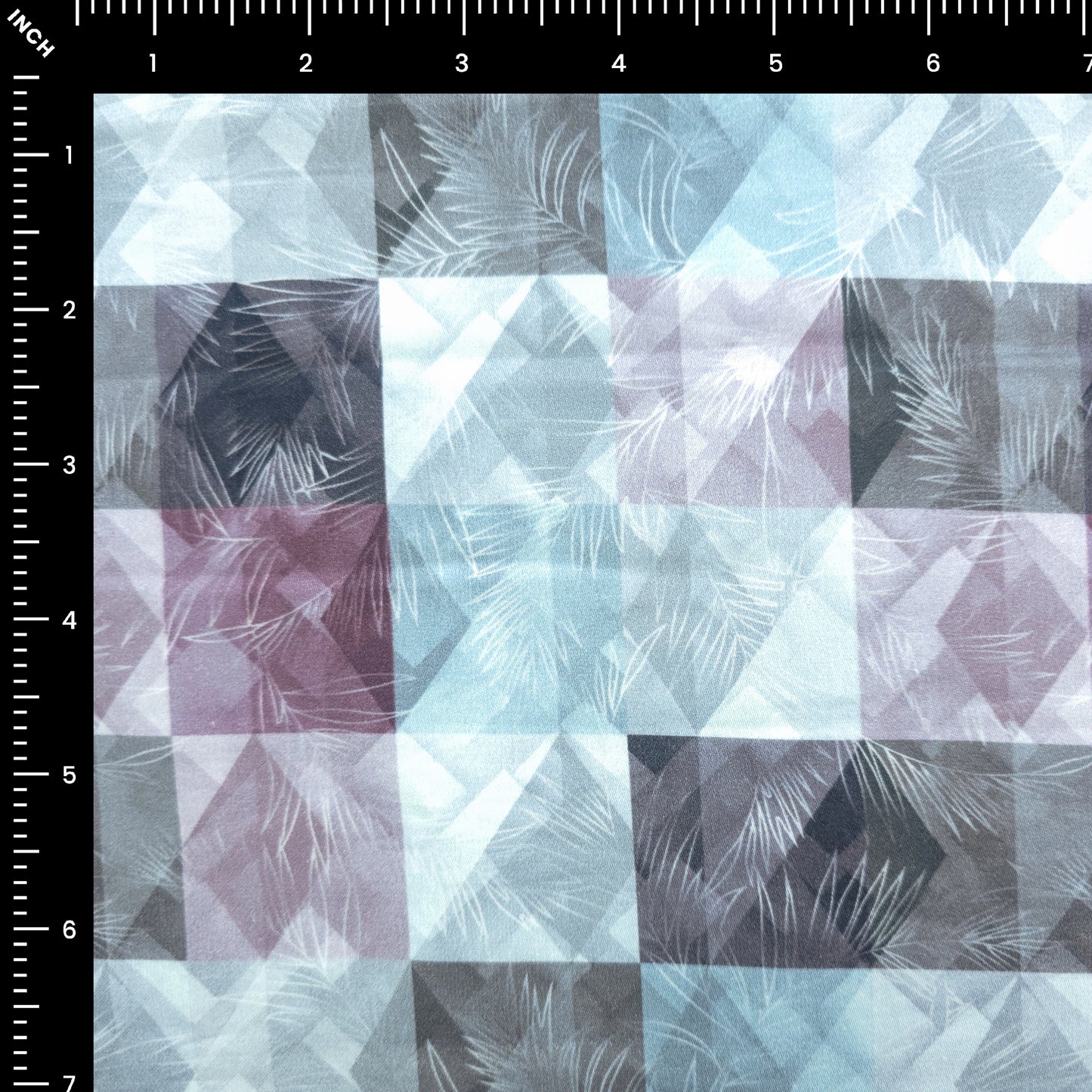 Abstract Faceted Brushstroke Printed Satin Fabric
