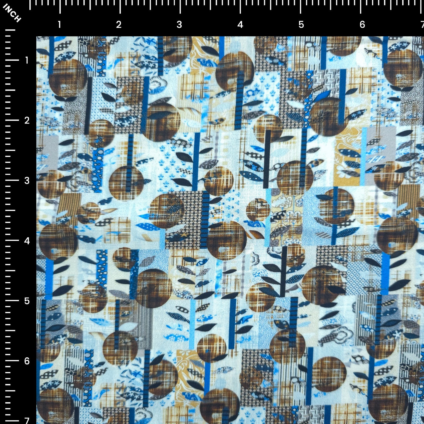 Abstract Leaf Block Printed Satin Fabric
