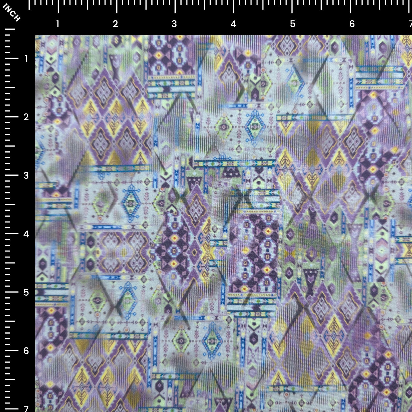 Tribal Patchwork Geometric Printed Satin Fabric