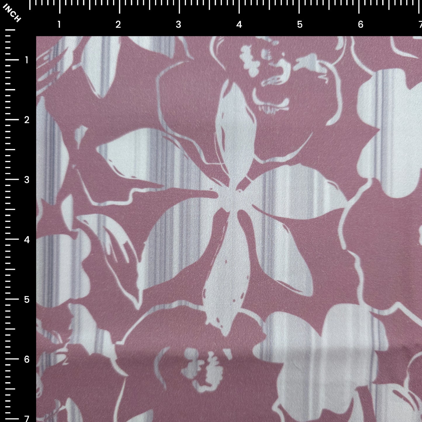 Abstract Floral Silhouette Printed Satin Fabric
