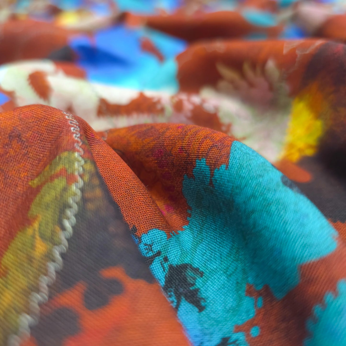 Autumn Garden Abstract Printed Rayon Fabric