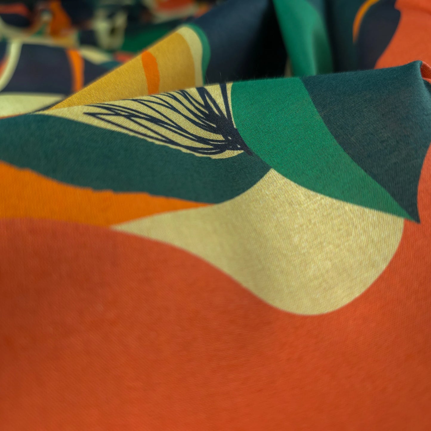 Abstract Tropical Leaf Printed Cambric Fabric