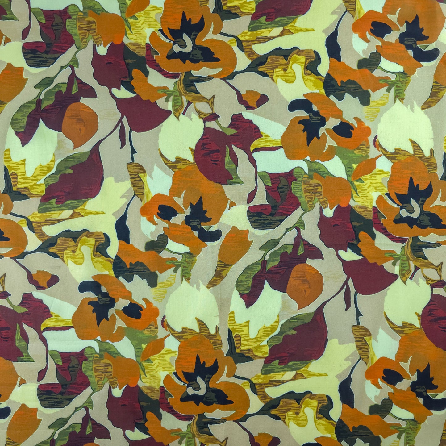 Bold Tropical Floral Printed Cambric Fabric