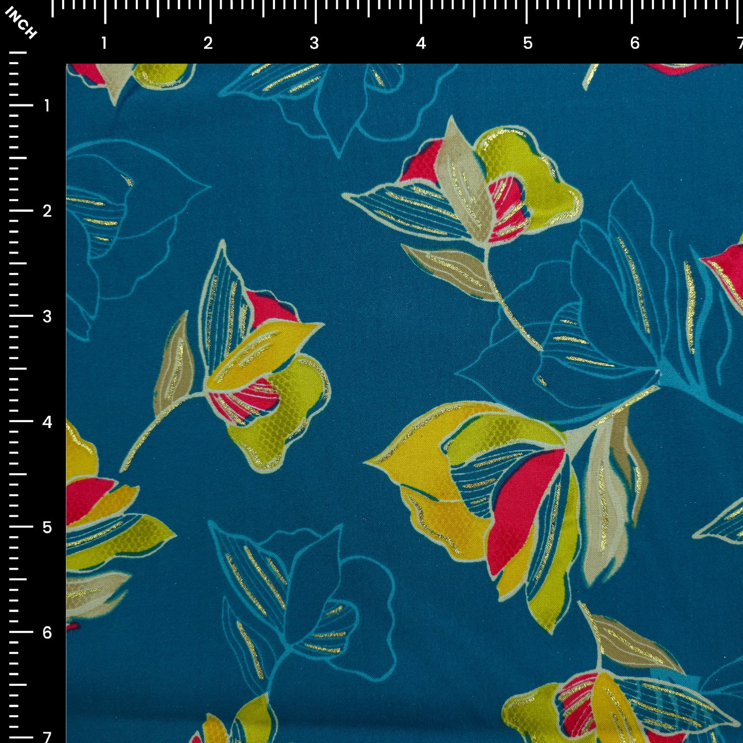 Royal Bloom Foil Printed Rayon Fabric