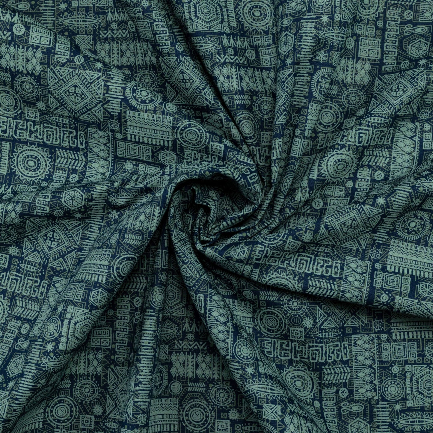 Tribal Glyph Mosaic Poplin Fabric - Kapaas