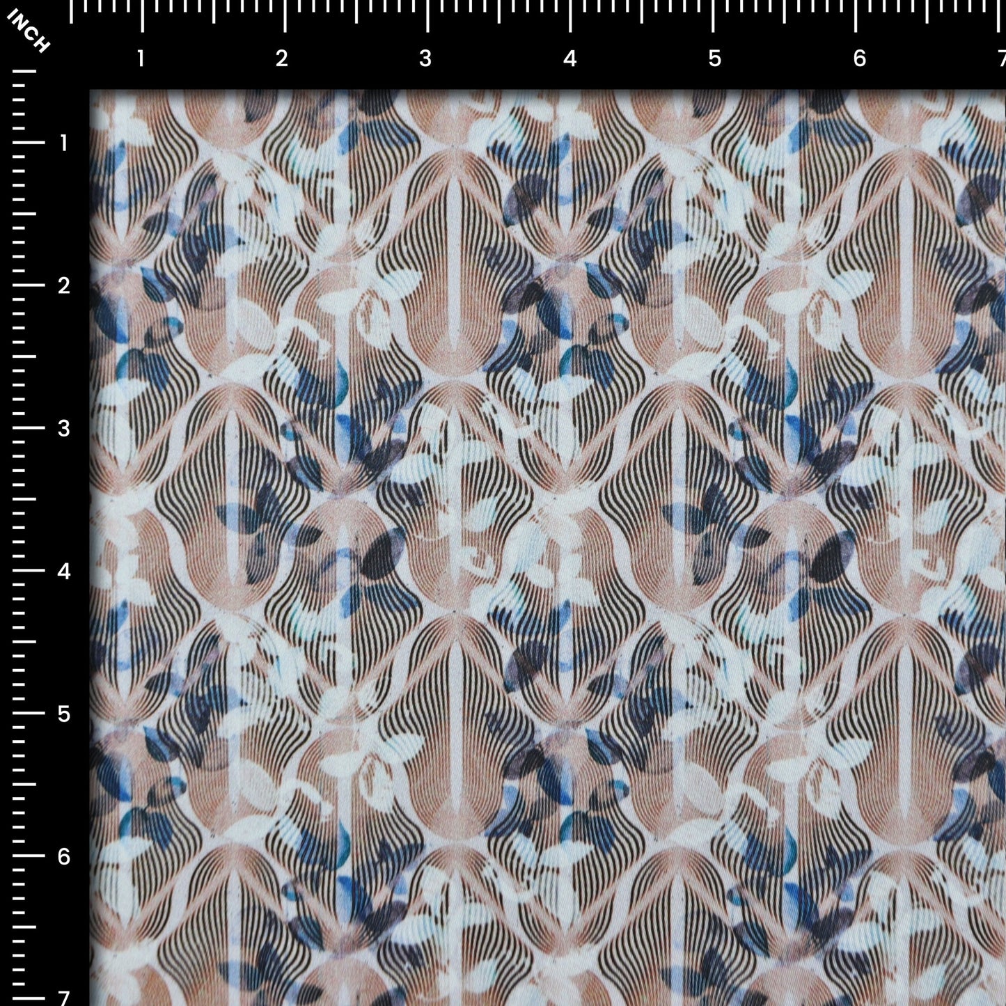 Wave Bloom Abstract Satin Fabric - Kapaas