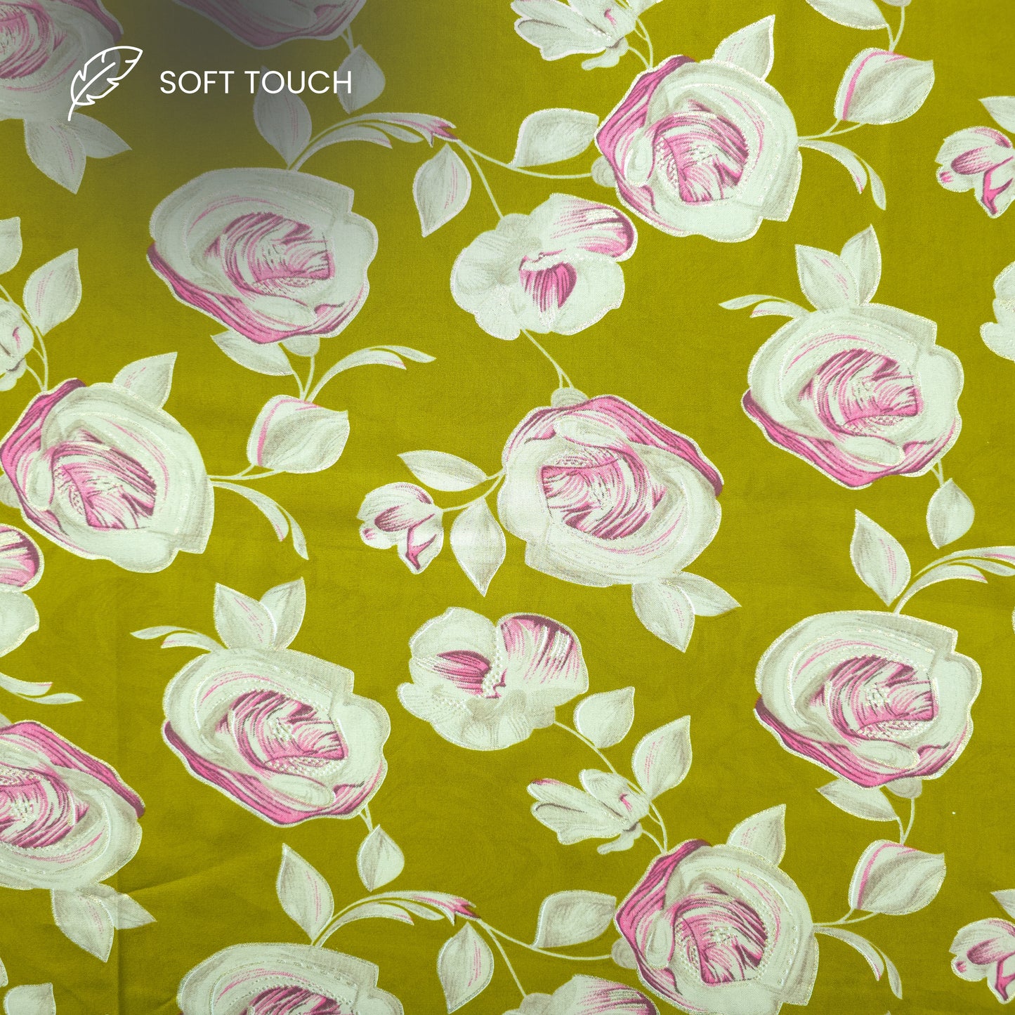 Rosewood Bloom Foil Printed Rayon Fabric