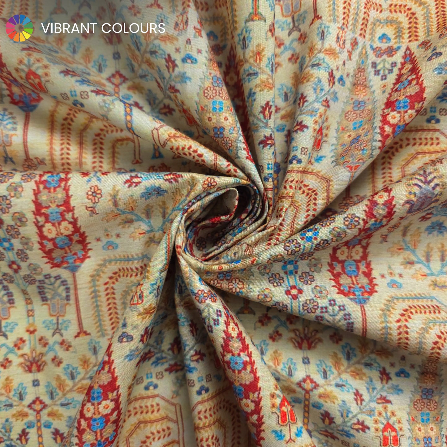 Heritage Mosaic Printed Poly-Cotton Fabric