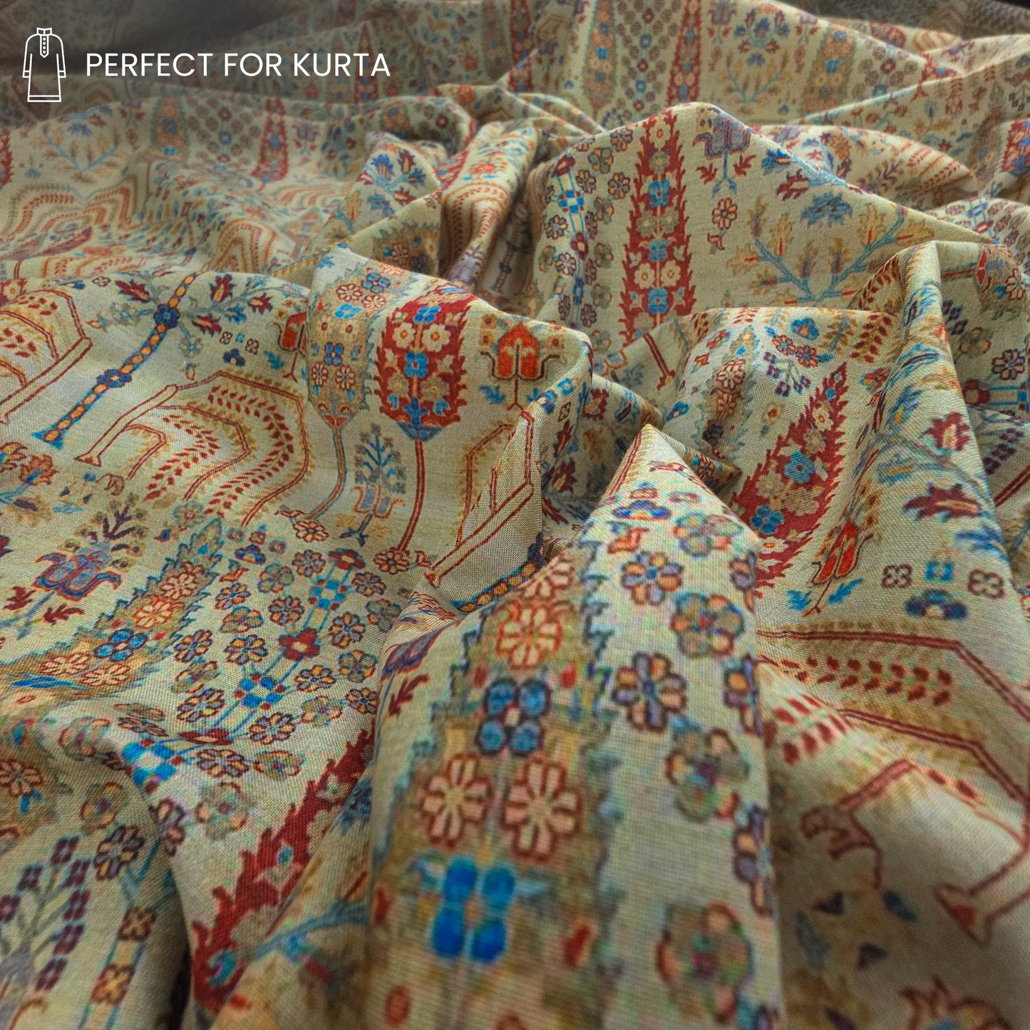 Heritage Mosaic Printed Poly-Cotton Fabric