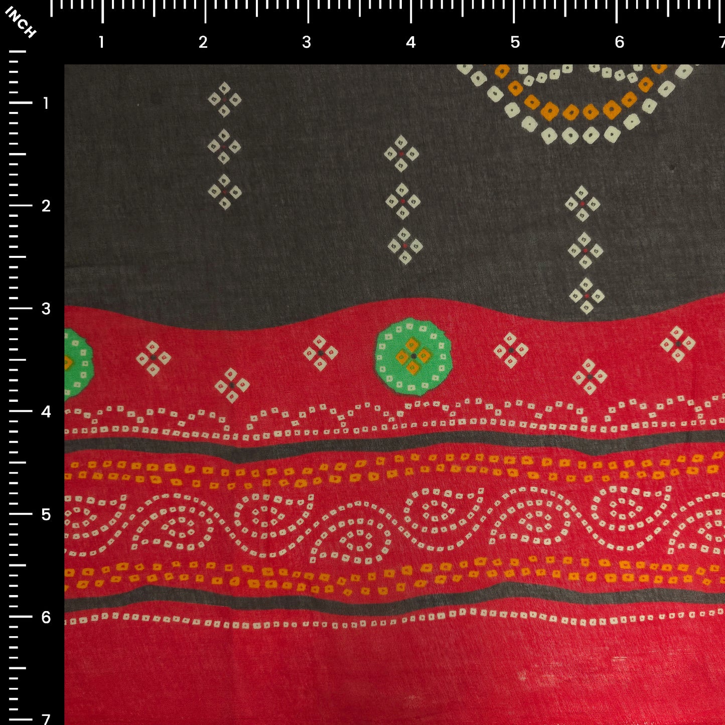Jaipuri Bandhani Print Cotton Mulmul Fabric with Border