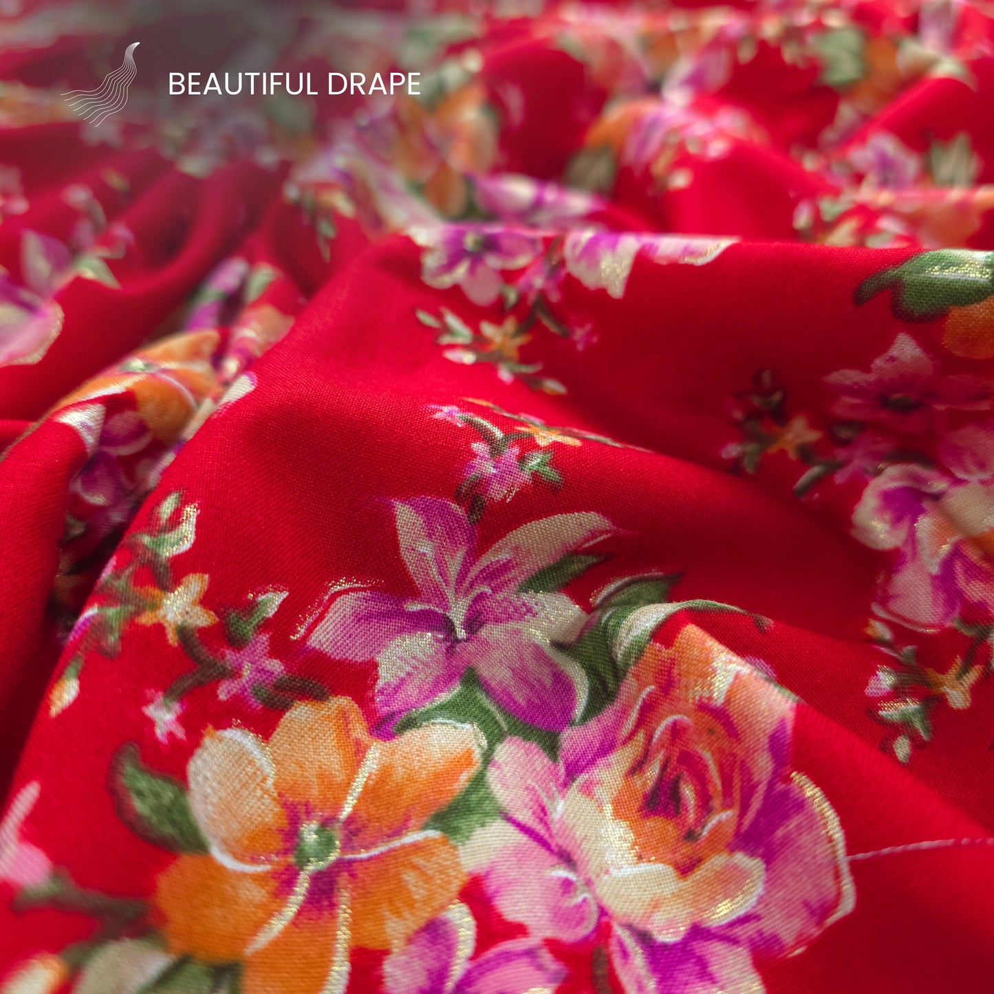 Floral Charm Foil Printed Rayon Fabric