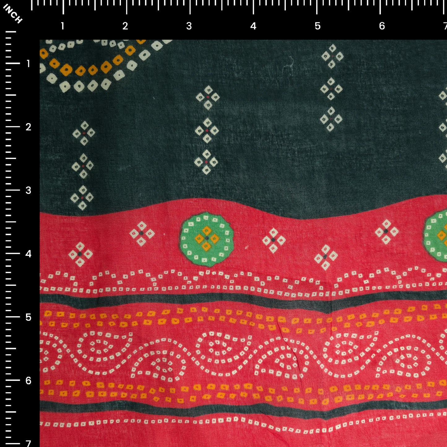 Jaipuri Bandhani Print Cotton Mulmul Fabric with Border