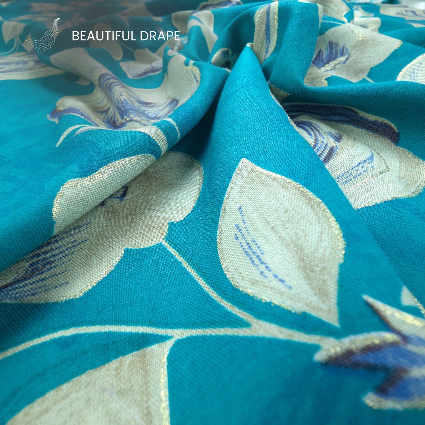Rosewood Bloom Foil Printed Rayon Fabric