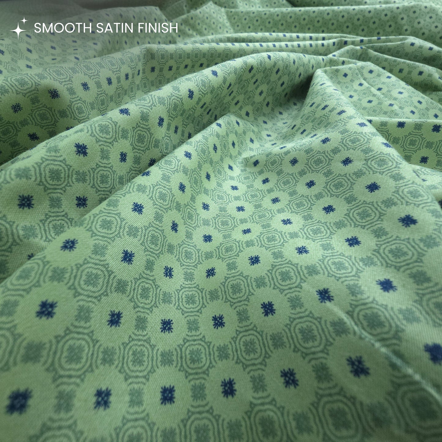 Verdant Medallion Printed Satin Fabric