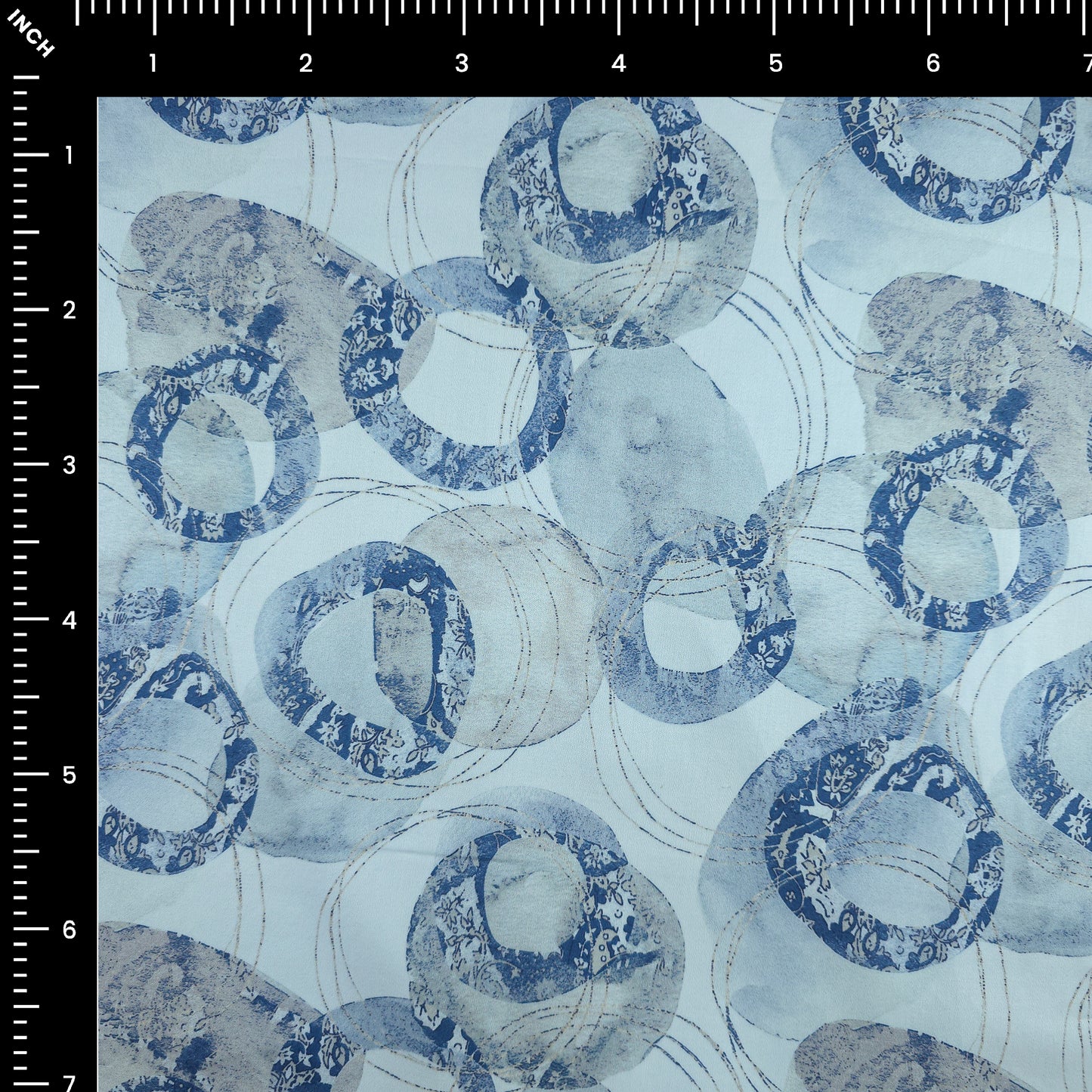 Abstract Circular Brush Printed Satin Fabric