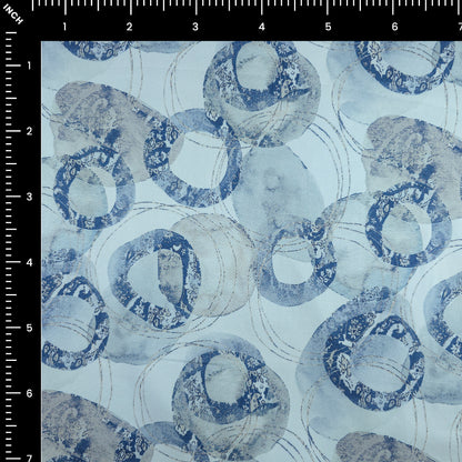 Abstract Circular Brush Printed Satin Fabric