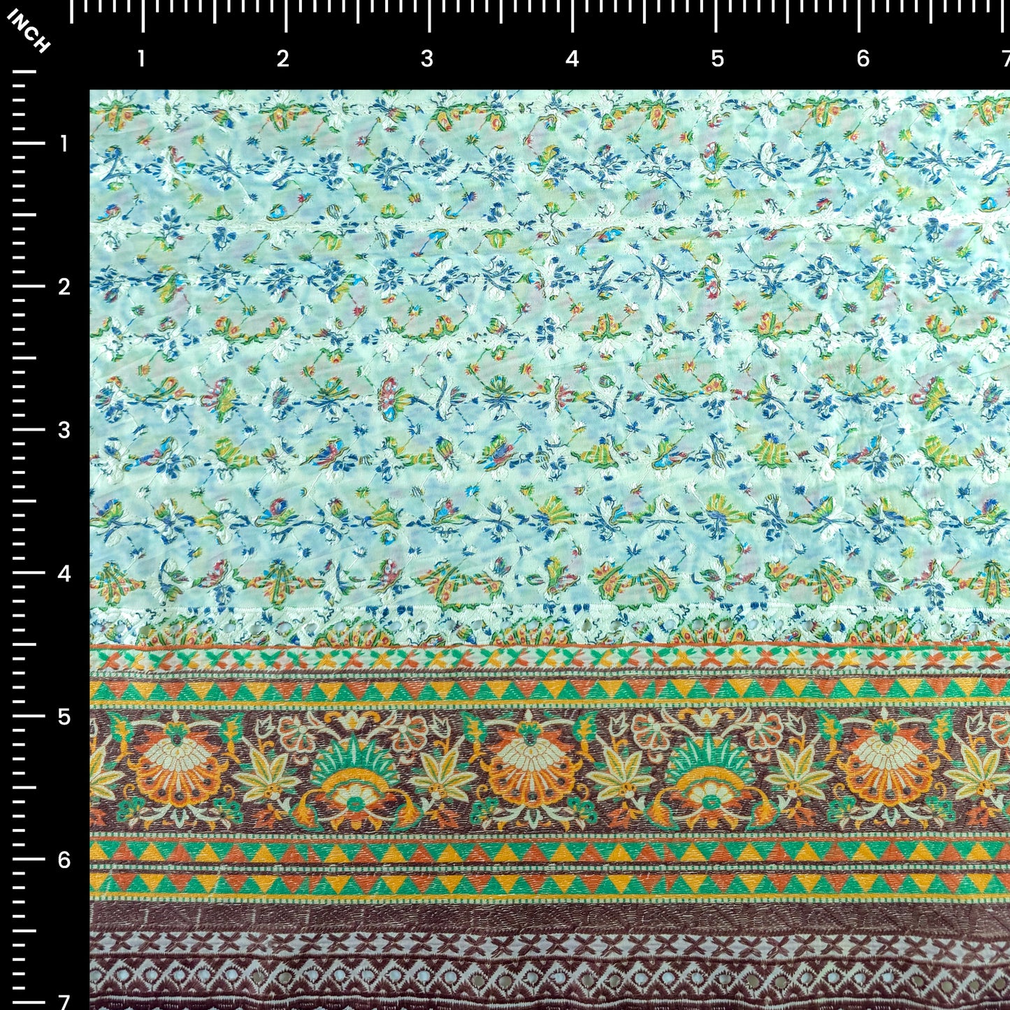 Vintage Floral Border Schiffli Cambric Fabric