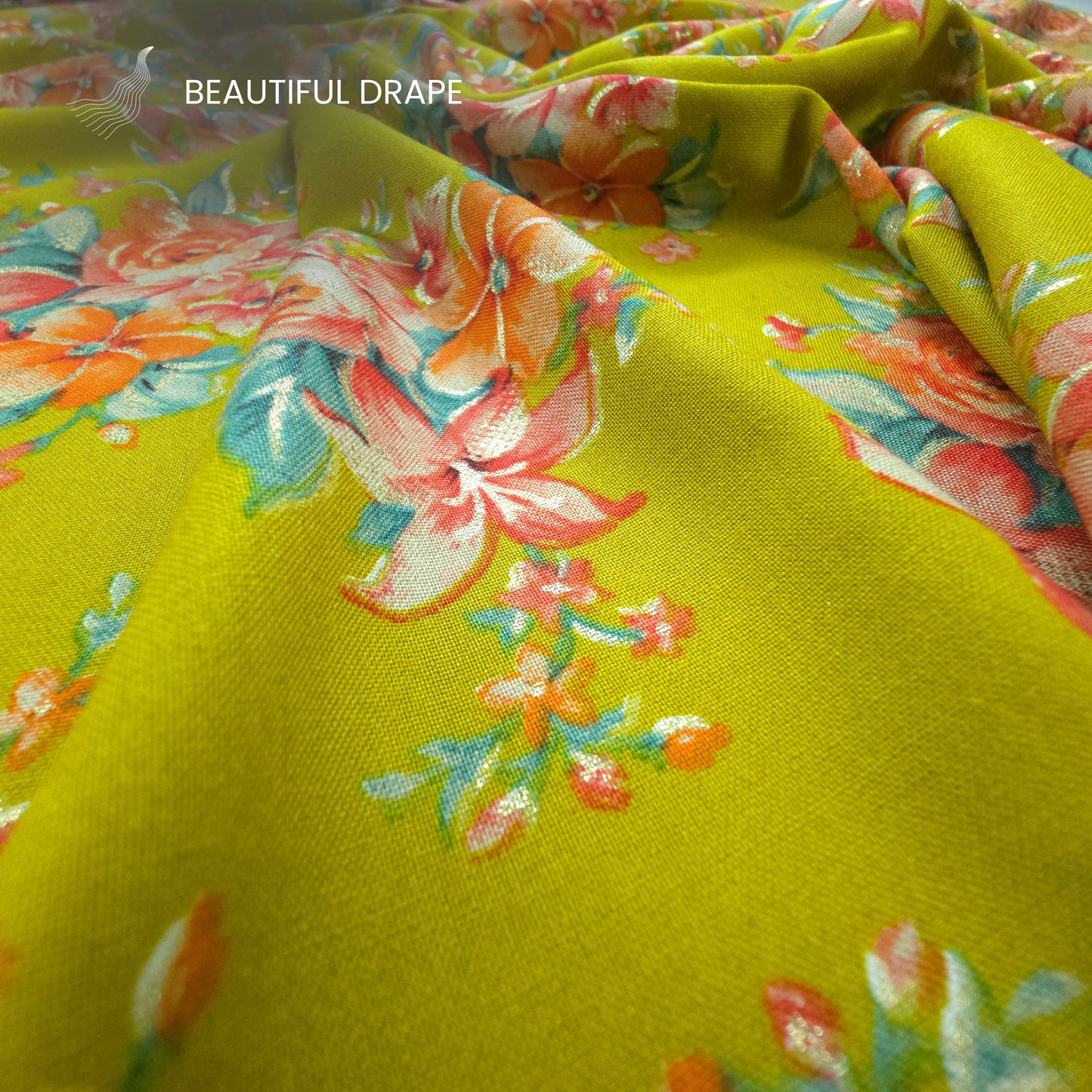 Floral Charm Foil Printed Rayon Fabric