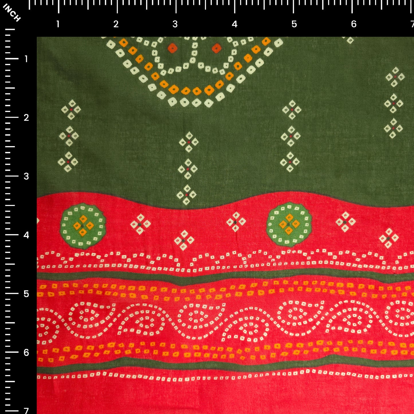 Jaipuri Bandhani Print Cotton Mulmul Fabric with Border