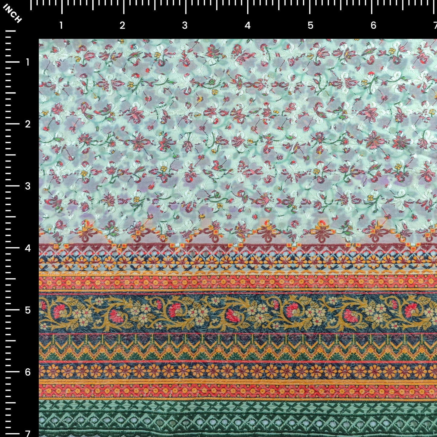 Heritage Floral Border Schiffli Cambric Fabric
