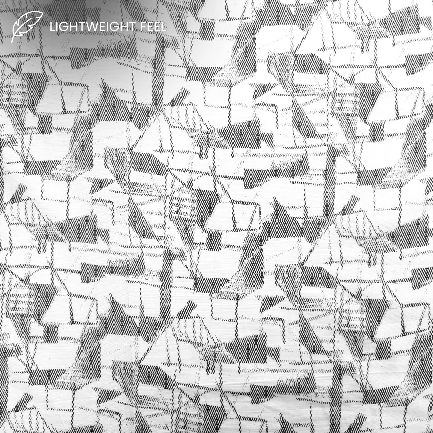 Geometric Mosaic Printed Cotton Slub Fabric