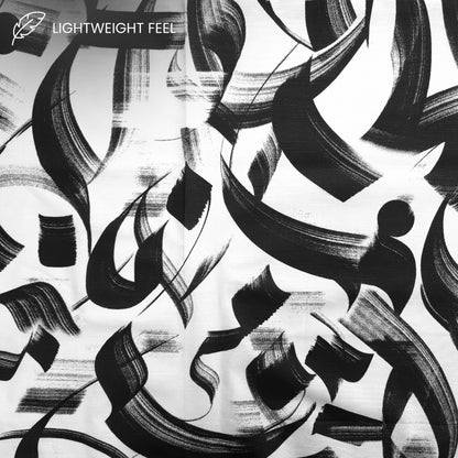 Inkstroke Geometry Printed Cotton Slub Fabric