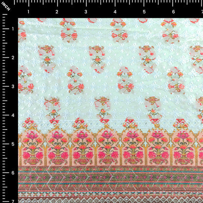 Royal Floral Border Schiffli Cambric Fabric