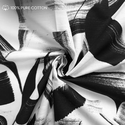 Inkstroke Geometry Printed Cotton Slub Fabric