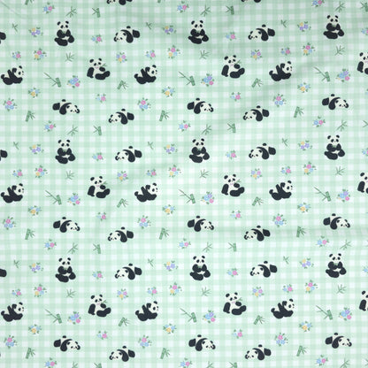 Bamboo Blossom Panda Printed Poplin Fabric