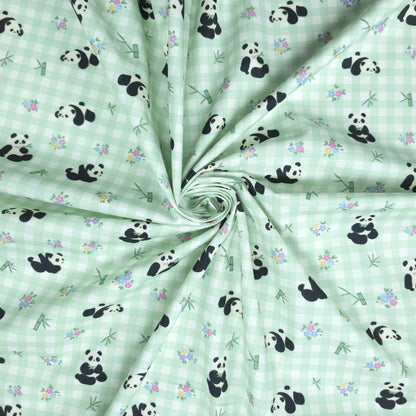 Bamboo Blossom Panda Printed Poplin Fabric